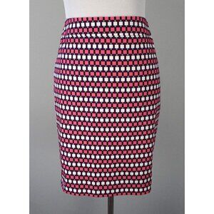Ann Taylor Pink White Square Straight Pencil Career Skirt Size 8P